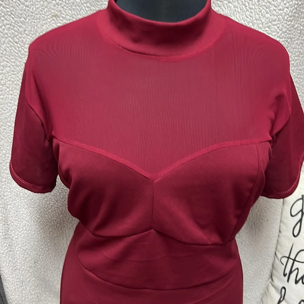 Burgundy/Maroon High-Low dressy dress - versatile! - Picture 2 of 5